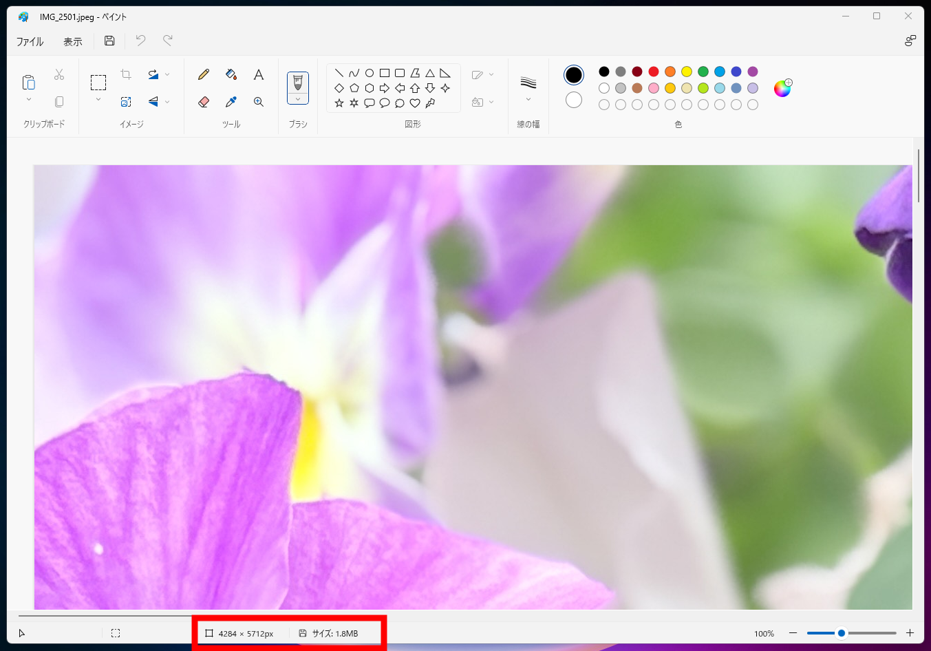 画像のサイズ変更の方法②
